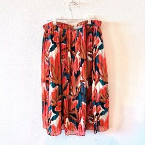 "Who What Wear" Red and Orange Multi Color A-Line Skirt